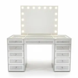 Ivy Diamond Crystal Mirror Finish Hollywood LED Vanity Table by Luxo Furniture, a Dressing Tables for sale on Style Sourcebook