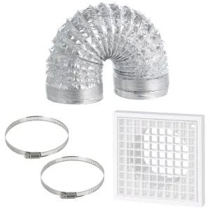 Eglo Samba Easy Install 100mm Aluminium Ventilation Ducting Kit with Square Grille 3m by Eglo, a Exhaust Fans for sale on Style Sourcebook