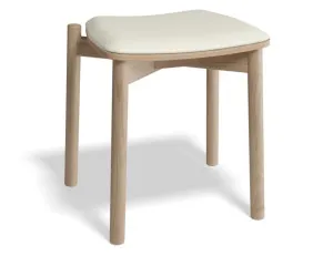 Andi Low Stool - Natural Ash with Pad - 45cm - White Vegan Leather Seat Pad by Level, a Stools for sale on Style Sourcebook