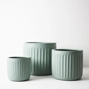 Pot Pleat Round (Set of 3) Sage (FI9114SG) by Floral Interiors, a Baskets, Pots & Window Boxes for sale on Style Sourcebook