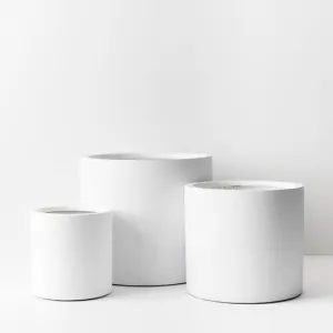 Pot Cylinder (Set of 3) White (FI9105WH) by Floral Interiors, a Baskets, Pots & Window Boxes for sale on Style Sourcebook