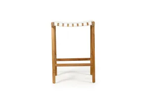 Altadena Leather Saddle Stool - White Woven by Azure Interiors, a Stools for sale on Style Sourcebook