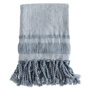 Habitat Iluka Cotton Blend Throw Blue by Habitat, a Throws for sale on Style Sourcebook