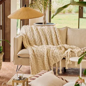 Muse Willow Knitted Throw Natural by Muse, a Throws for sale on Style Sourcebook