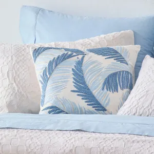 Muse Bermuda Leaf Embroidered Cushion Blue by Muse, a Cushions, Decorative Pillows for sale on Style Sourcebook