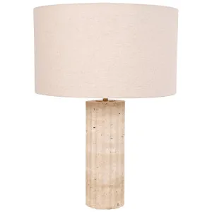 CLA Sagitta Oblong Fluted Travertine Table Lamp with Fabric Shade - Large by Compact Lamps Australia, a Lighting for sale on Style Sourcebook