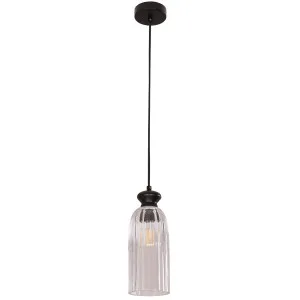 CLA Sino Ellipse Clear Glass Pendant - Black by Compact Lamps Australia, a Lighting for sale on Style Sourcebook