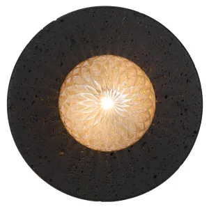 Telbix Varon Black Travertine Base Wall Light Amber by Telbix, a Wall Lighting for sale on Style Sourcebook