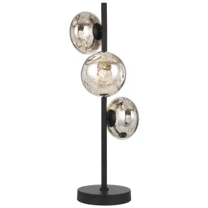 Telbix Varlin 3 Light Table Lamp with Sculptural Mirrored Glass Shades Black by Telbix, a Lamps for sale on Style Sourcebook