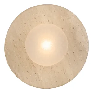 Telbix Varon Beige Travertine Base Wall Light Frost by Telbix, a Wall Lighting for sale on Style Sourcebook