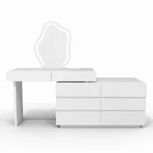 Eloura Extendable Vanity Storage Table w/ LED Mirror in White by Luxo Furniture, a Dressing Tables for sale on Style Sourcebook
