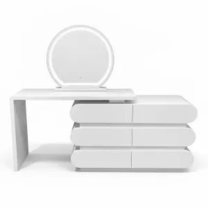 Alora Extendable Vanity Storage Table w/ LED Mirror in White by Luxo Furniture, a Dressing Tables for sale on Style Sourcebook