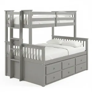 Nash Solid Wood Triple Bunk Bed with Storage Trundle in Grey by Luxo Furniture, a Kids Beds & Bunks for sale on Style Sourcebook