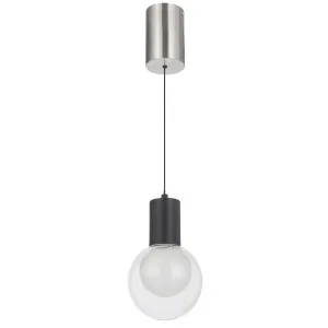 Telbix Invar Rise and Fall Dimmable LED Pendant Single Exposed Bulb - Nickel by Telbix, a Lighting for sale on Style Sourcebook