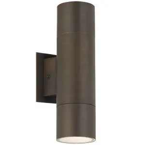 Telbix Walsh Durable Outdoor Cylinder Wall Light with Up/Down Illumination - Antique Brass by Telbix, a Outdoor Lighting for sale on Style Sourcebook