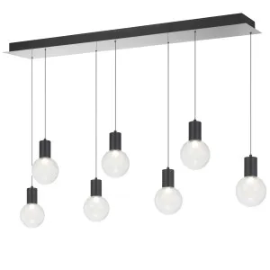 Telbix Invar 7 Light Adjustable LED Linear Pendant with Clear Glass Shades - Nickel by Telbix, a Lighting for sale on Style Sourcebook