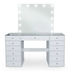 Arielle Makeup Vanity with Hollywood LED Lights in White by Luxo Furniture, a Dressing Tables for sale on Style Sourcebook