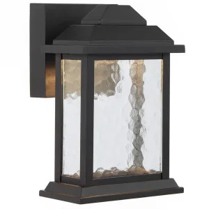 Telbix Jovaro Small Outdoor LED Wall Light with Textured Water-Glass Panels Black by Telbix, a Wall Lighting for sale on Style Sourcebook