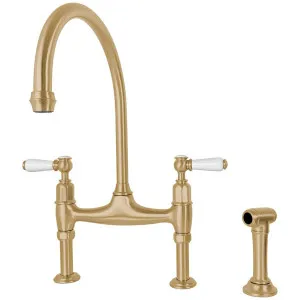 Shaws by Perrin & Rowe Pendleton Kitchen Mixer with Rinse Satin Brass AUSH4173SBWPC-3 by Shaws by Perrin & Rowe, a Kitchen Taps & Mixers for sale on Style Sourcebook