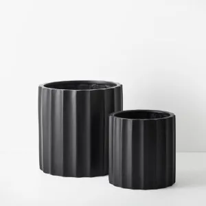 Pot Parko (Set of 2) Black (FI9709BK) by Floral Interiors, a Baskets, Pots & Window Boxes for sale on Style Sourcebook
