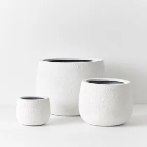 Pot Rok Tora (Set of 3) White (FI9707WH) by Floral Interiors, a Baskets, Pots & Window Boxes for sale on Style Sourcebook