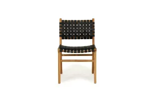Altadena Woven Leather Side Chair - Black by Azure Interiors, a Chairs for sale on Style Sourcebook