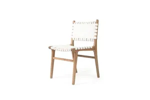 Altadena Woven Leather Side Chair - White by Azure Interiors, a Chairs for sale on Style Sourcebook