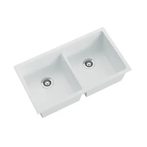 ROCHER Granite Double Bowl Sink 833mm White by Highgrove Bathrooms, a Kitchen Sinks for sale on Style Sourcebook