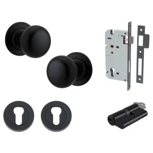 Cambridge Knob Round Rose Entrance Kit w Separate High Security Lock Matt Black by Iver, a Door Hardware for sale on Style Sourcebook