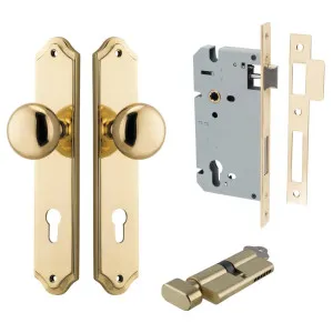 Cambridge Knob Shouldered Backplate Entrance Kit w High Security Lock Polished Brass by Iver, a Door Hardware for sale on Style Sourcebook