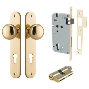 Cambridge Knob Oval Backplate Entrance Kit w High Security Lock Polished Brass by Iver, a Door Hardware for sale on Style Sourcebook