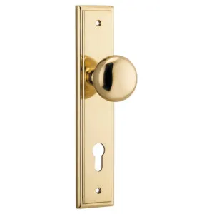 Cambridge Knob Stepped Backplate Polished Brass by Iver, a Door Hardware for sale on Style Sourcebook