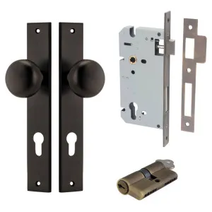 Cambridge Knob Rectangular Backplate Entrance Kit w High Security Lock Signature Brass by Iver, a Door Hardware for sale on Style Sourcebook