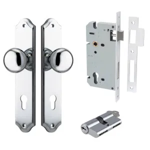 Cambridge Knob Shouldered Backplate Entrance Kit w High Security Lock Polished Chrome by Iver, a Door Hardware for sale on Style Sourcebook