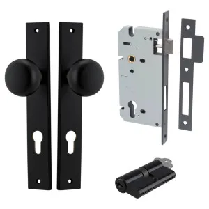 Cambridge Knob Rectangular Backplate Entrance Kit w High Security Lock Matt Black by Iver, a Door Hardware for sale on Style Sourcebook