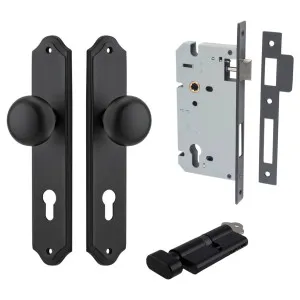 Cambridge Knob Shouldered Backplate Entrance Kit w High Security Lock Matt Black by Iver, a Door Hardware for sale on Style Sourcebook
