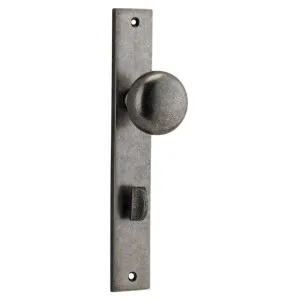 Cambridge Knob Rectangular Backplate Distressed Nickel by Iver, a Door Hardware for sale on Style Sourcebook