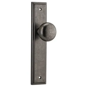Cambridge Knob Stepped Backplate Distressed Nickel by Iver, a Door Hardware for sale on Style Sourcebook