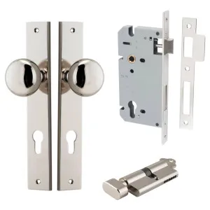 Cambridge Knob Rectangular Backplate Entrance Kit w High Security Lock Polished Nickel by Iver, a Door Hardware for sale on Style Sourcebook