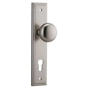 Cambridge Knob Stepped Backplate Satin Nickel by Iver, a Door Hardware for sale on Style Sourcebook