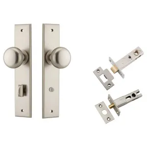 Cambridge Knob Chamfered Backplate Privacy Kit w Privacy Turn Satin Nickel by Iver, a Door Hardware for sale on Style Sourcebook