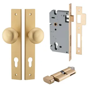 Cambridge Knob Rectangular Backplate Entrance Kit w High Security Lock Brushed Brass by Iver, a Door Hardware for sale on Style Sourcebook