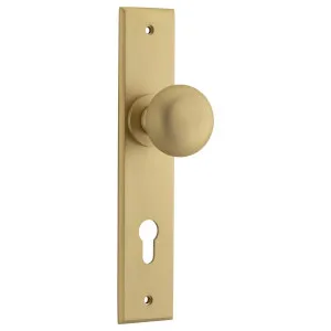 Cambridge Knob Brushed Brass Chamfered Backplate by Iver, a Door Hardware for sale on Style Sourcebook