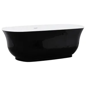 Marietta 170cm Freestanding Acrylic Bath w White Overflow & Waste, Black & White by Schots, a Bathtubs for sale on Style Sourcebook