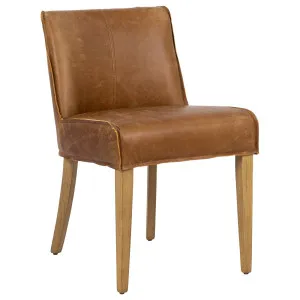 Ambra Leather & Oak Vintage Saddle Dining Chair by Schots, a Dining Chairs for sale on Style Sourcebook