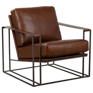 Fredo Leather Armchair, Havana Brown by Schots, a Chairs for sale on Style Sourcebook