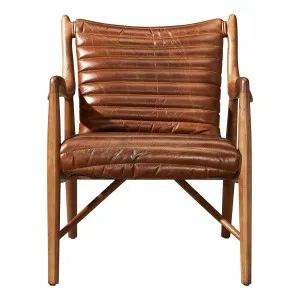 Lamar Ash Wood Leather Armchair, Vintage Whiskey by Schots, a Chairs for sale on Style Sourcebook