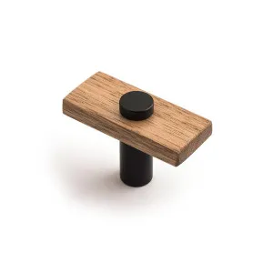 Lenah 50mm T-Bar Handle, Tasmanian Oak & Matt Black Face Caps by Castella, a Door Hardware for sale on Style Sourcebook