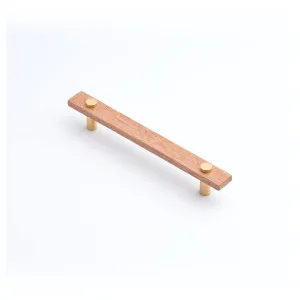 Lenah 160mm Cabinet Handle, Tasmanian Oak & Polished Gold Face Caps by Castella, a Cabinet Hardware for sale on Style Sourcebook
