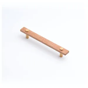 Lenah 160mm Cabinet Handle, Tasmanian Oak & Brushed Gold Face Caps by Castella, a Cabinet Hardware for sale on Style Sourcebook